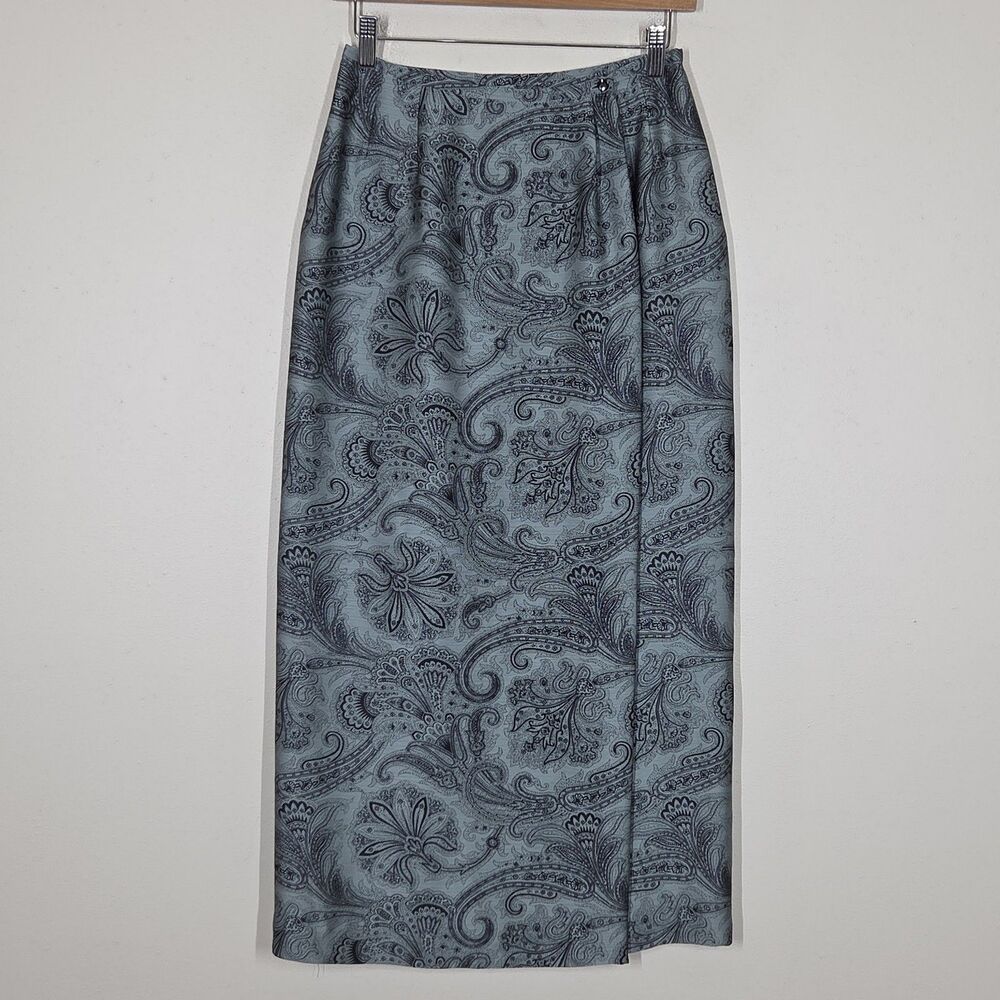 Vtg 90s Y2K Paisley Faux Wrap Maxi Skirt 6 Fairy Grunge Whimsigoth Festival Boho